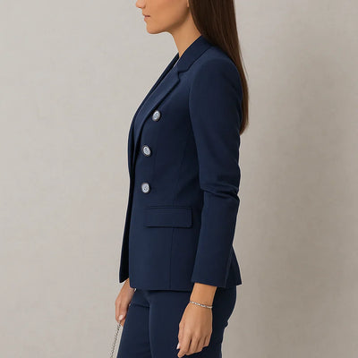 Damen Anzug Set Zweireihig Slim Fit Blazer & Hose