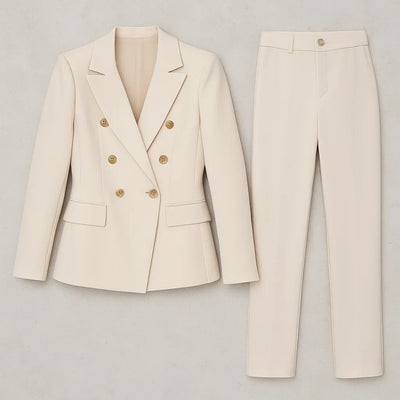 Damen Anzug Set Zweireihig Slim Fit Blazer & Hose