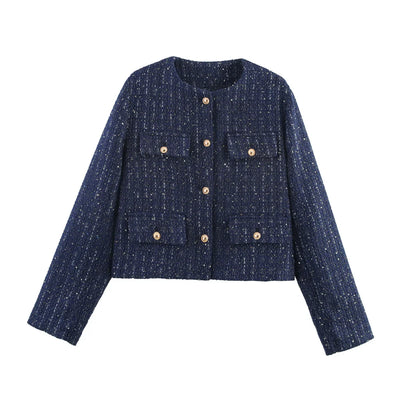 Damen Kurzjacke mit Knopfdetails und geradem Schnitt