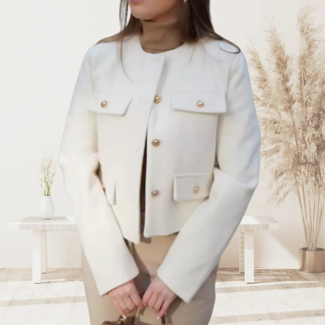 Damen Kurzjacke mit Knopfdetails und geradem Schnitt