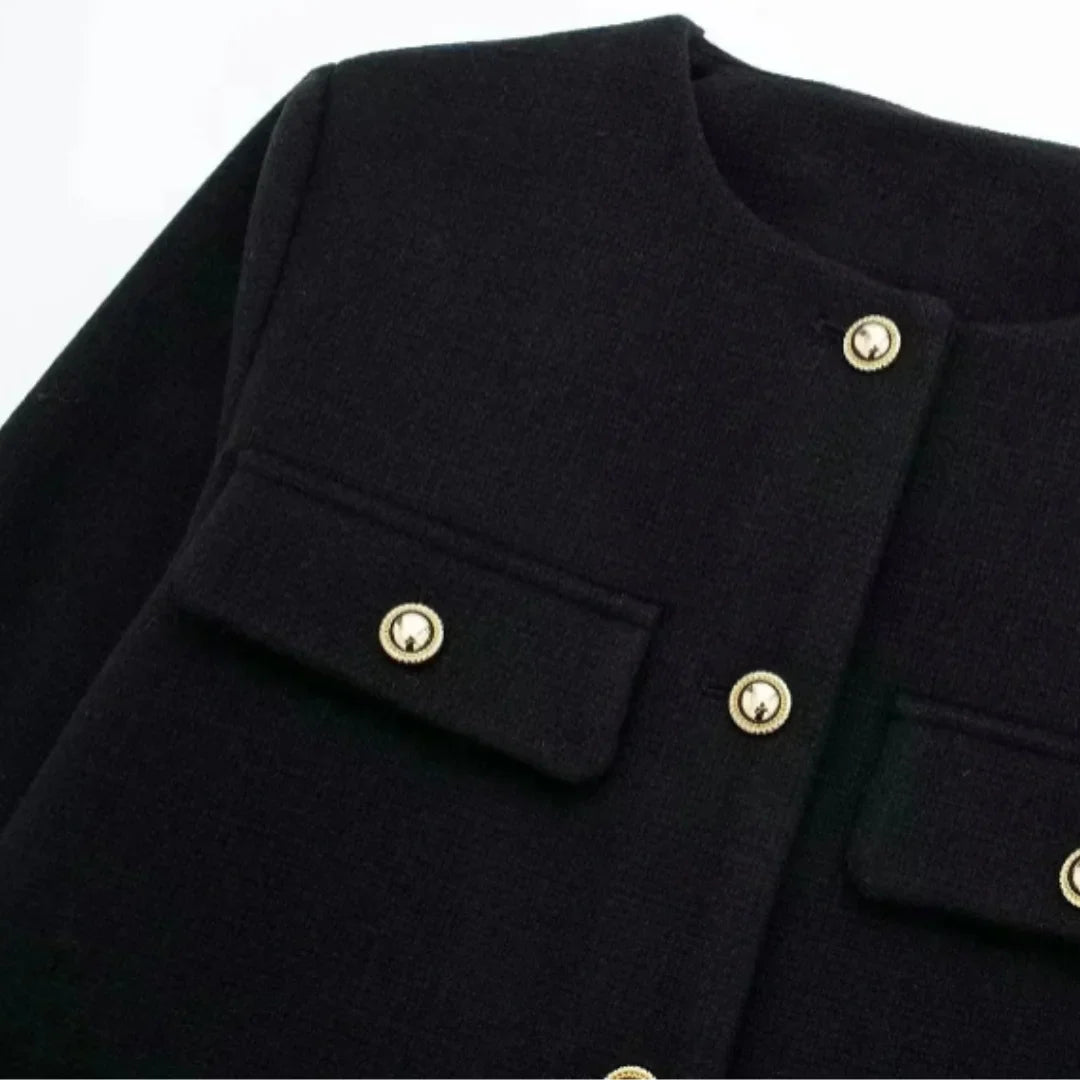 Damen Kurzjacke mit Knopfdetails und geradem Schnitt