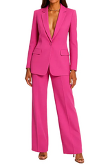 Damen Blazer und Hose Set mit Knopfverschluss in Rosa