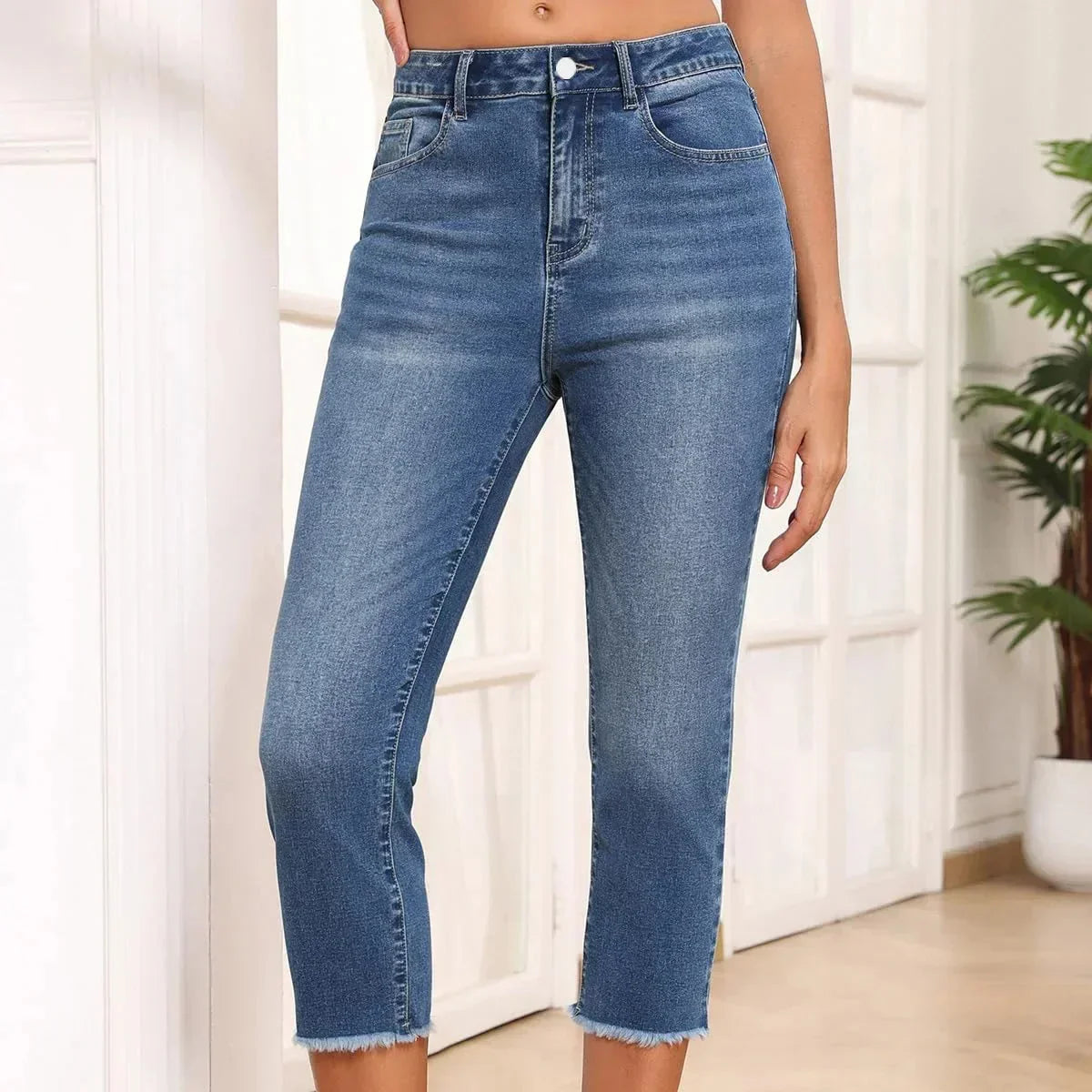 Damen Capri Jeans in Dunkelblau