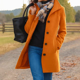 Johanna | Damen Klassischer Wintermantel Knopfleiste vorne Langmantel in Orange