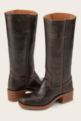 Luisa | Damen Kniehöhe Leder Stiefel Blockabsatz in Brown