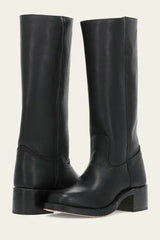 Luisa | Damen Kniehöhe Leder Stiefel Blockabsatz in Black