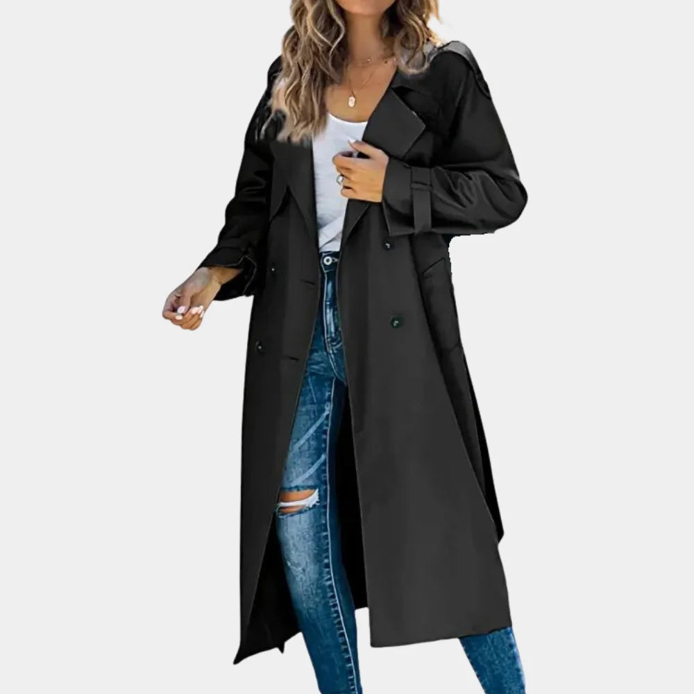 Damen Langer Trenchcoat mit Knopfdetails