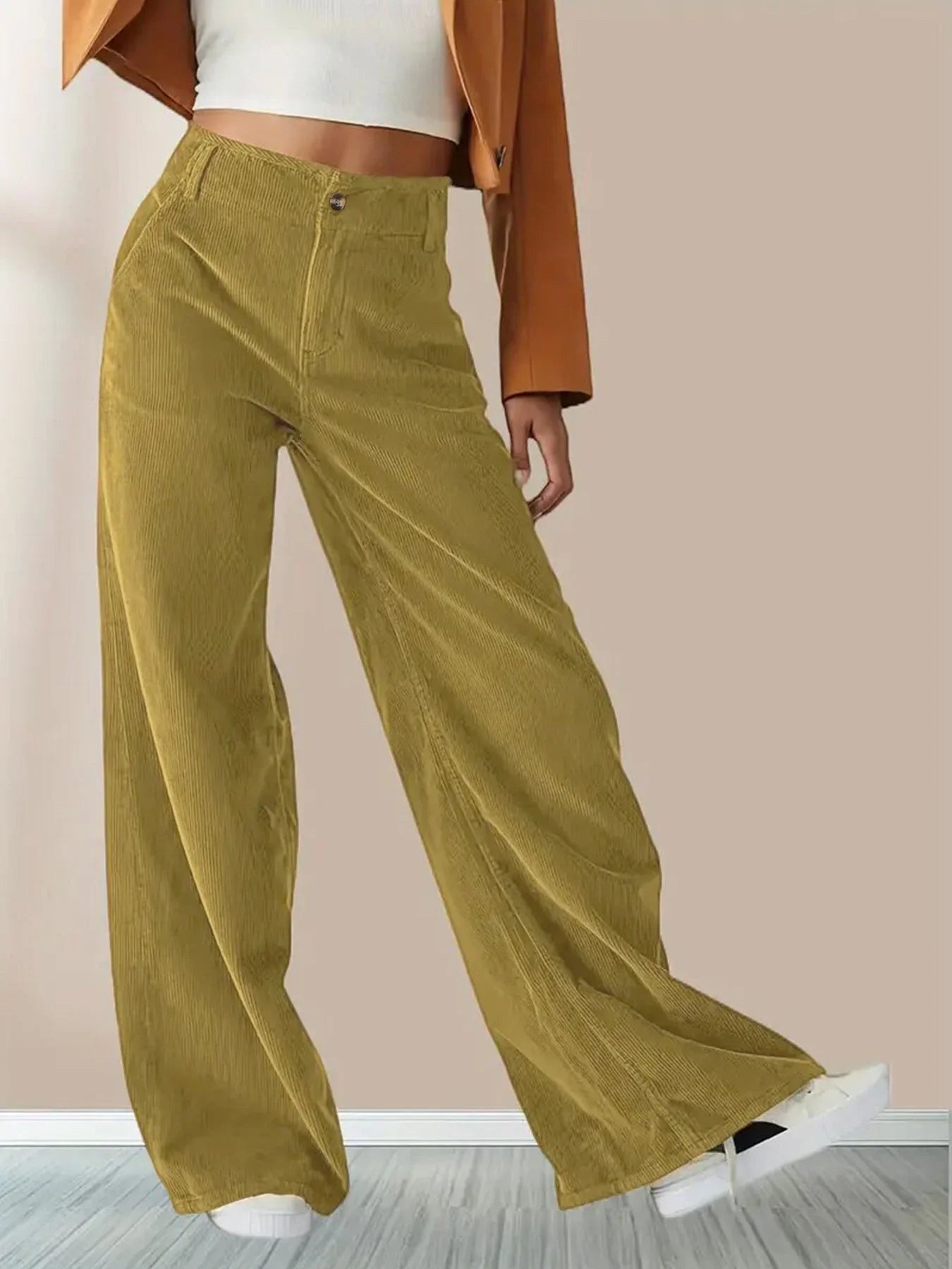 Damen Lässige Cordhose mit weitem Bein