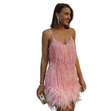 Damen Minikleid mit Fransen und Paillettenbesatz in Rosa