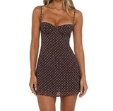 Damen Minikleid mit Punktmuster und schmalen Trägern in Niemiecki
