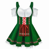 Annika | Damen Oktoberfest Trachtenkleid mit Schürze A-Linie Minikleid in Grün