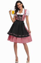 Annika | Damen Oktoberfest Trachtenkleid mit Schürze A-Linie Minikleid in Schwarz