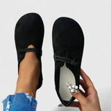 Sophie | Damen Orthopädische Slipper Flache Schuhe Seildetail Rundkappe in Schwarz