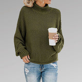 Marie | Damen Oversize Strickpullover für den Winter mit Stehkragen in Grün