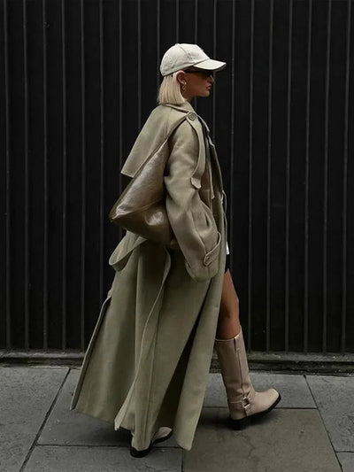 Damen Oversize Trenchcoat mit breiten Revers