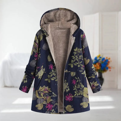 Damen Fleecejacke mit Blumenmuster und weichem Futter