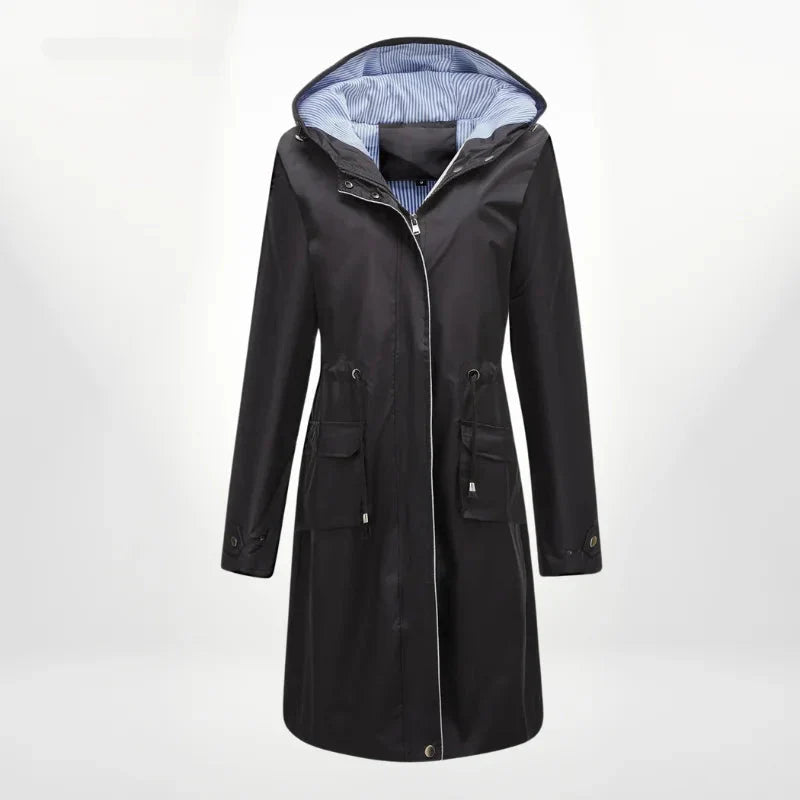 Damen Regenjacke mit Kapuze und wasserdichtem Stoff
