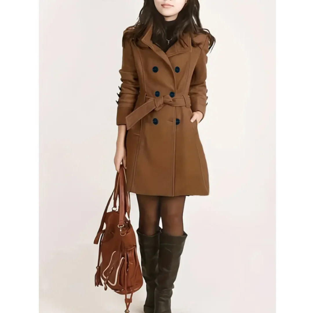 Damen Trenchcoat mit Taillengürtel und Knopfverschluss