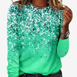 Elisabeth | Damen Weihnachtspullover mit funkelndem Sternenmuster Festlicher Langarmshirt in Grün