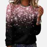 Elisabeth | Damen Weihnachtspullover mit funkelndem Sternenmuster Festlicher Langarmshirt in Schwarz