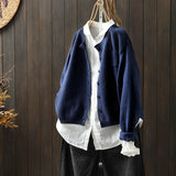 Kerstin | Damen Übergroße Strickjacke mit Knöpfen in Marineblau