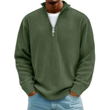 David | Herren Casual Pullover mit Viertel Zip in Olivgrün