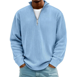 David | Herren Casual Pullover mit Viertel Zip in Blau