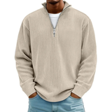 David | Herren Casual Pullover mit Viertel Zip in Khaki