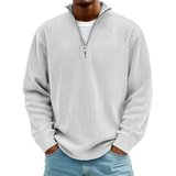 David | Herren Casual Pullover mit Viertel Zip in Weiß