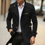 Decker | Herren Langer Elegante Trenchcoat in Schwarz