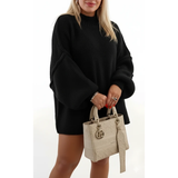 Delia | Damen Strickpullover für Große Größen im Oversize Stil mit weichem Strick in Schwarz