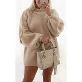 Delia | Damen Strickpullover für Große Größen im Oversize Stil mit weichem Strick in Khaki