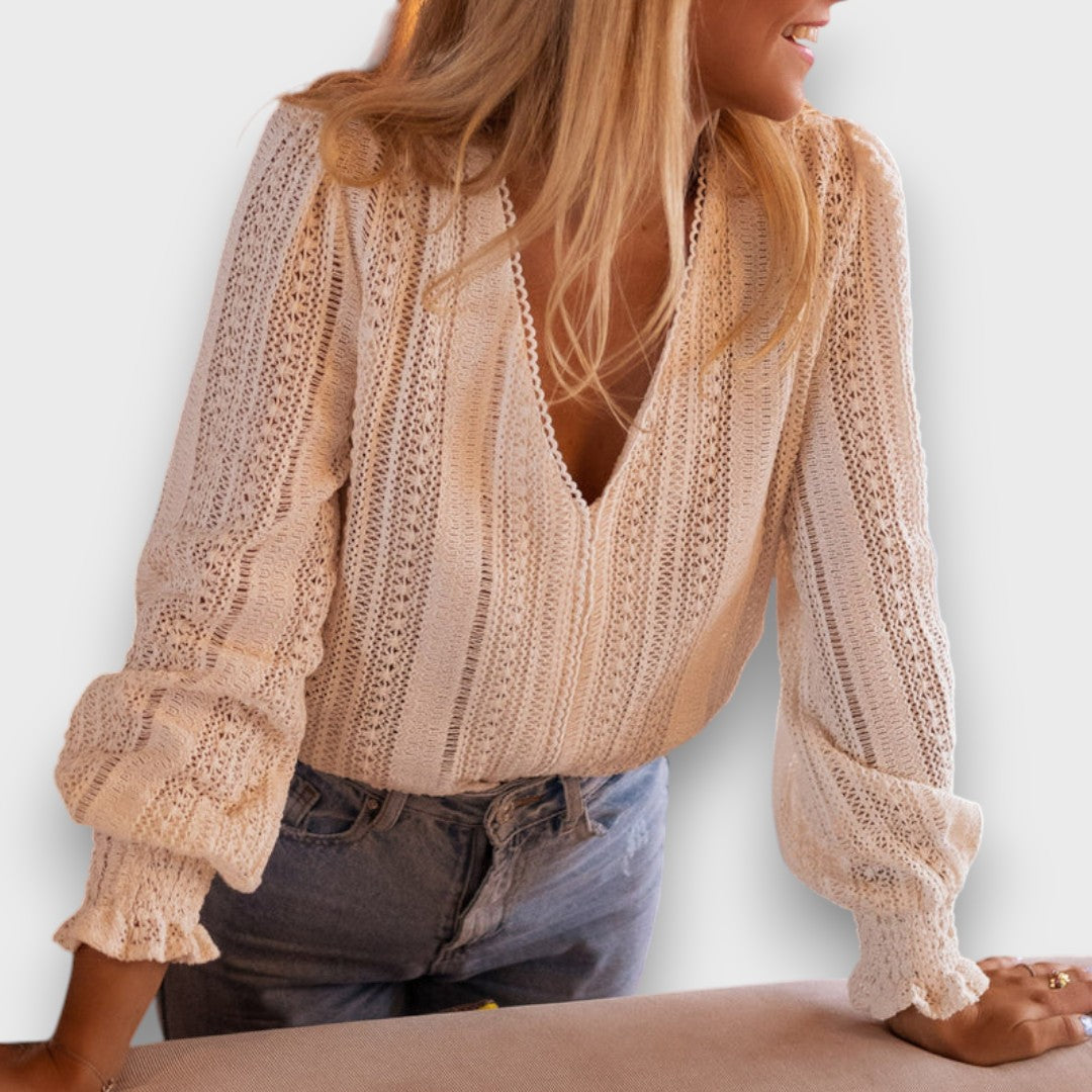 Ravelle – Strickbluse mit V-Ausschnitt