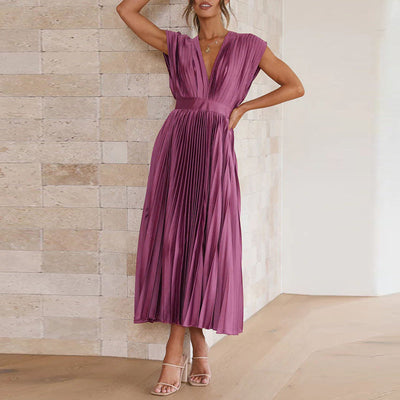 Elegantes ärmelloses Maxikleid mit V-Ausschnitt – Sommerkleid Damen
