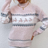 Quota | Weihnachtspullover mit Schneeflocken-Jacquard-Strick für Damen in Rosa