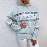Quota | Weihnachtspullover mit Schneeflocken-Jacquard-Strick für Damen in Hellblau