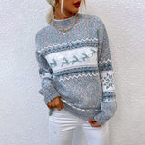 Quota | Weihnachtspullover mit Schneeflocken-Jacquard-Strick für Damen in Himmelblau