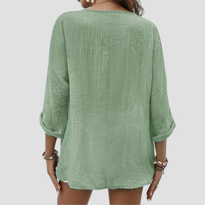 Elena | Handgemachte Bluse mit V-Ausschnitt