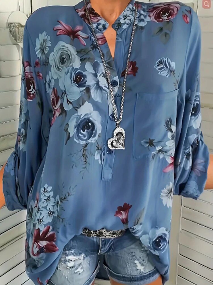 Plus Size Mode V-Ausschnitt Pull-Up Shirt