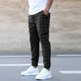 Karlo | Herren Karo-Jogger Slim Fit Freizeithose Sommer in Schwarz
