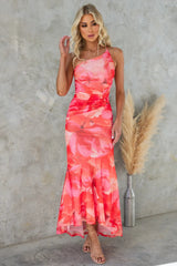 Reneesa – Plissee Kleid Mit Einer Schulter in Rot