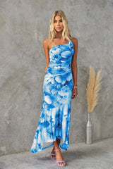 Reneesa – Plissee Kleid Mit Einer Schulter in Blau