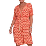Savria- Freizeitkleid mit V-Ausschnitt in Orange
