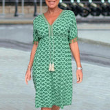 Savria- Freizeitkleid mit V-Ausschnitt in Grün