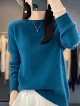 Kirsten | Damen Klassischer Strickpullover mit Langarm in Blaualgen