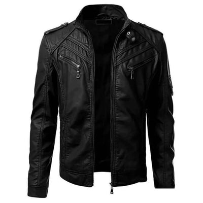Schwarze Retro-Lederjacke
