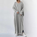 Kelly |  Langes Kleid in Übergröße für Frauen in Grau
