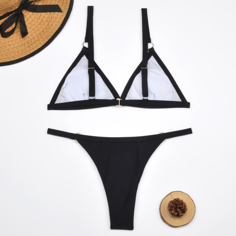 Triangel Bikini Set Damen – Veganleder Look, Verstellbar