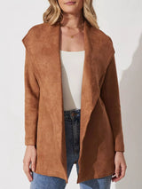 Weiche Wildlederjacke mit breitem Kragen - Celinne in Braun