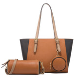 Elegante Damen-Tragetasche mit zweifarbigem Design in Kaffee